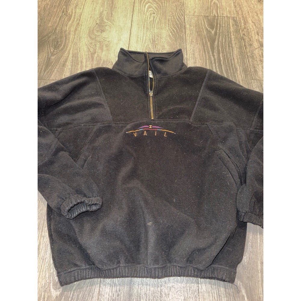 Vintage SDI Vail Colorado Fleece Pullover Quarter Zip Black Mens XL 90s Retro